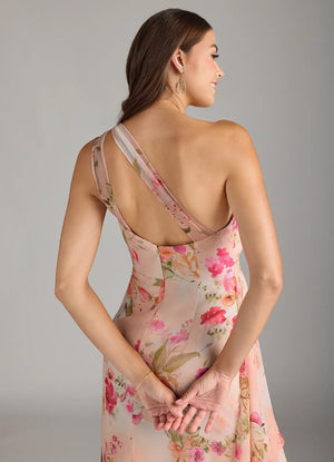 A-line One Shoulder Floor-Length Chiffon Bridesmaid Dress With Ruffle
