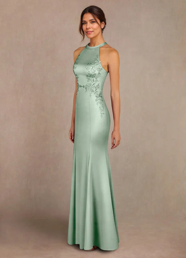 Mermaid Lace Stretch Satin Mother of bridesmaid Dress