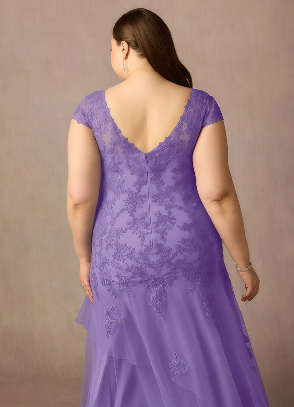 Trumpet/Mermaid V-Neck Floor-Length Lace Tulle Mother of the Bride Dress