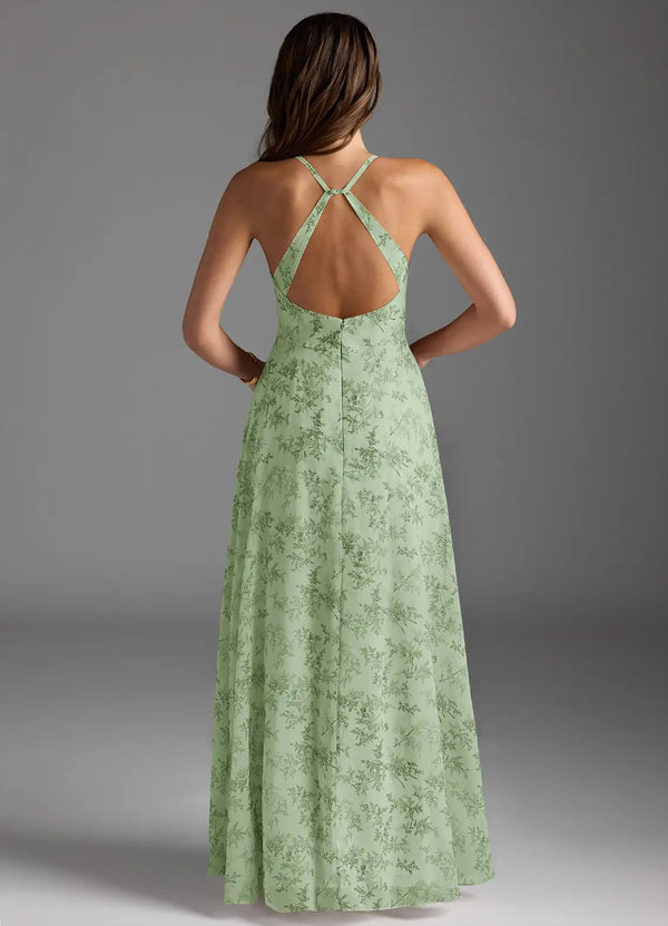 A-line V-Neck Floor-Length Chiffon Bridesmaid Dress