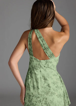 A-line One Shoulder Floor-Length Chiffon Bridesmaid Dress With Ruffle
