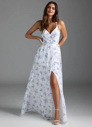 A-line V-Neck Floor-Length Chiffon Bridesmaid Dress