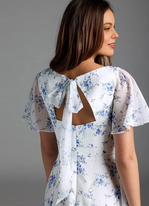 A-line V-Neck Floor-Length Chiffon Floral Bridesmaid Dress