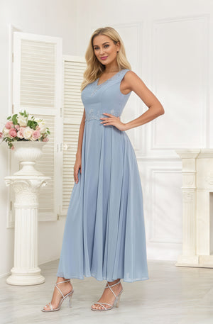 A-line Scoop Knee-Length Lace Chiffon Mother of the Bride Dress With Sequins