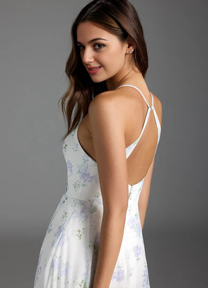 A-line V-Neck Floor-Length Chiffon Bridesmaid Dress