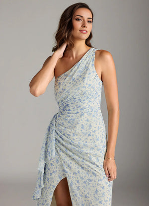A-line One Shoulder Floor-Length Chiffon Bridesmaid Dress With Ruffle