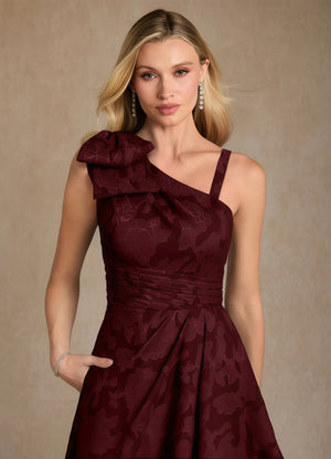 Sheath/Column One Shoulder Floor-Length Floral Burnout Mother of the Bride Dress with Pleated