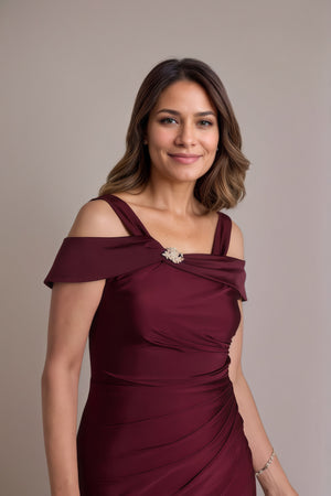 Trumpet/Mermaid Cold Shoulder Square Satin Mother of the Bride Dress