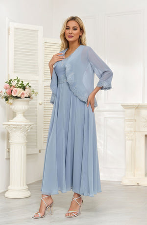 A-line Scoop Knee-Length Lace Chiffon Mother of the Bride Dress With Sequins