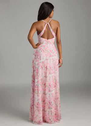 A-line V-Neck Floor-Length Chiffon Bridesmaid Dress