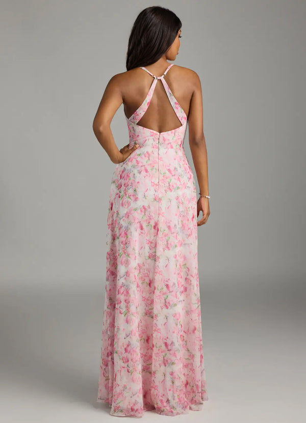 A-line V-Neck Floor-Length Chiffon Bridesmaid Dress