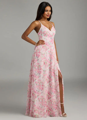 A-line V-Neck Floor-Length Chiffon Bridesmaid Dress