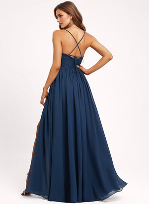 A-line V-Neck Floor-Length Chiffon Bridesmaid Dress