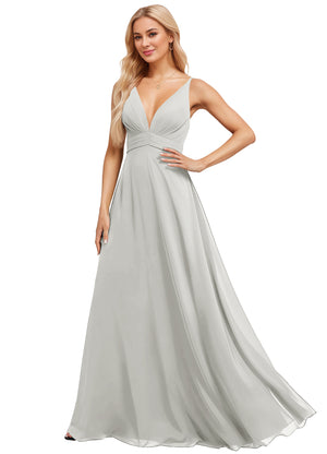 A-line V-Neck Floor-Length Chiffon Bridesmaid Dress