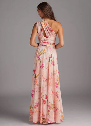 A-line One Shoulder Floor-Length Chiffon Bridesmaid Dress With Slit
