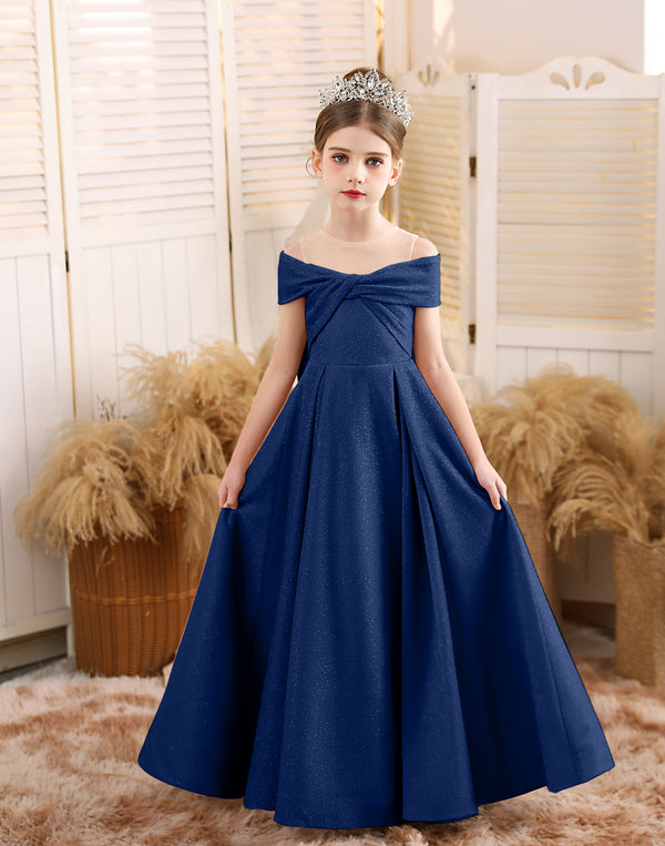 A-line Scoop Floor-Length Tulle/Sequin Flower Girl Dress