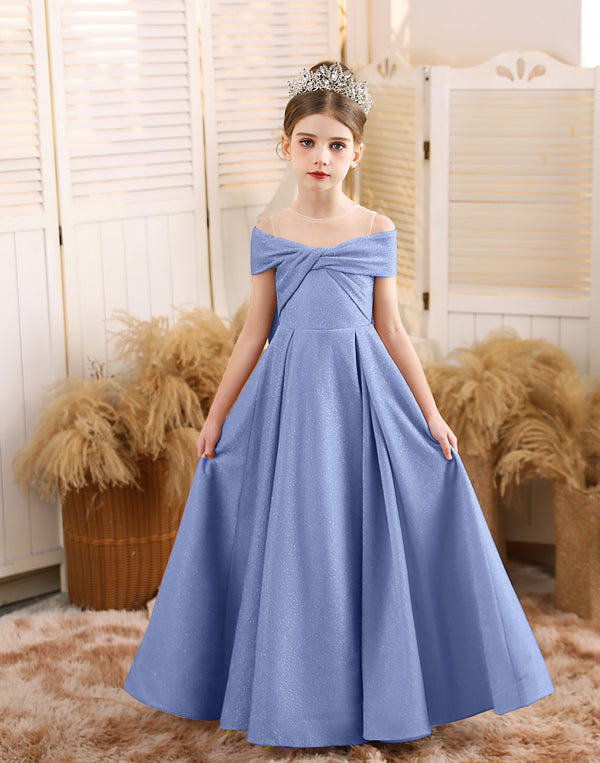 A-line Scoop Floor-Length Tulle/Sequin Flower Girl Dress