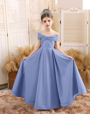 A-line Scoop Floor-Length Tulle/Sequin Flower Girl Dress