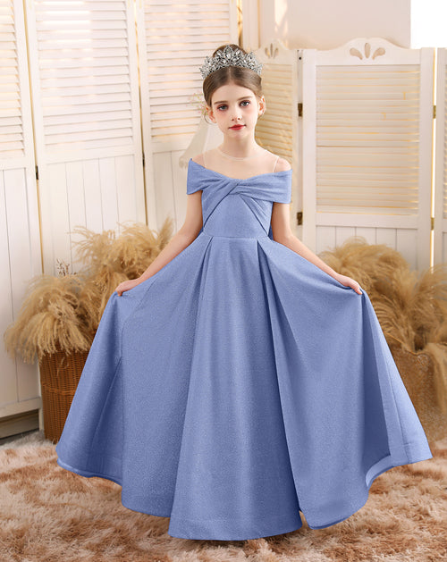 A-line Scoop Floor-Length Tulle/Sequin Flower Girl Dress