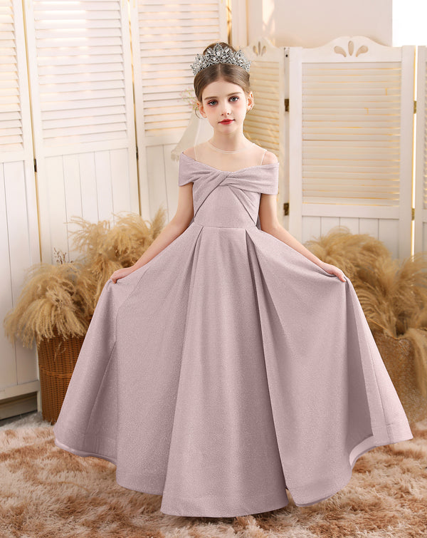 A-line Scoop Floor-Length Tulle/Sequin Flower Girl Dress