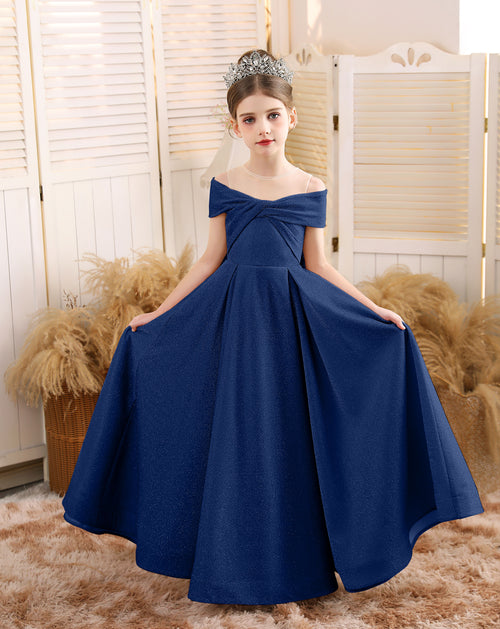 A-line Scoop Floor-Length Tulle/Sequin Flower Girl Dress