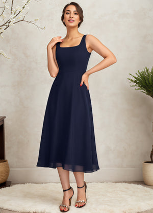 Empire Square Knee-Length Chiffon Mother of the Bride Dress