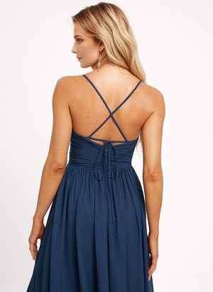 A-line V-Neck Floor-Length Chiffon Bridesmaid Dress