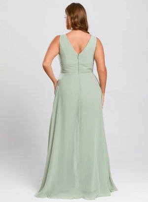 Jumpsuits V-Neck Floor-Length Chiffon Bridesmaid Dress With Ruffle