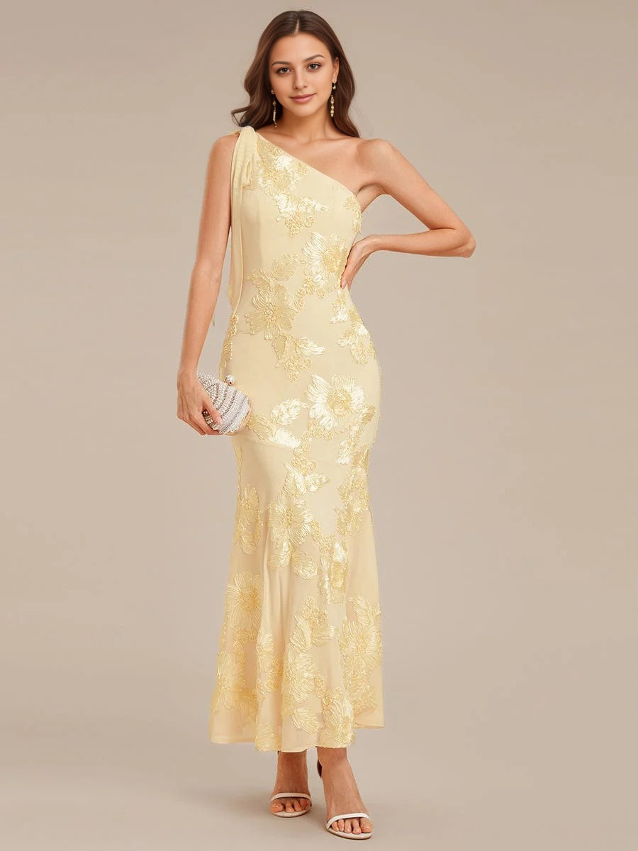 Trumpet/Mermaid One Shoulder Ribbon Mermaid Evening Dress