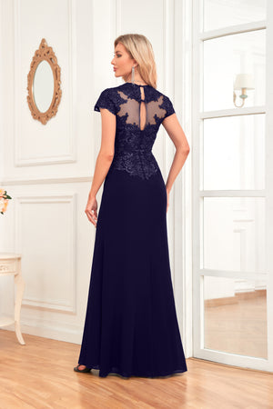 A-line V-Neck Floor-Length Chiffon Lace Mother of the Bride Dress With Sequins Beading