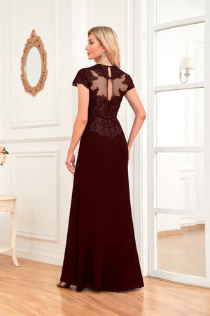 A-line V-Neck Floor-Length Chiffon Lace Mother of the Bride Dress With Sequins Beading