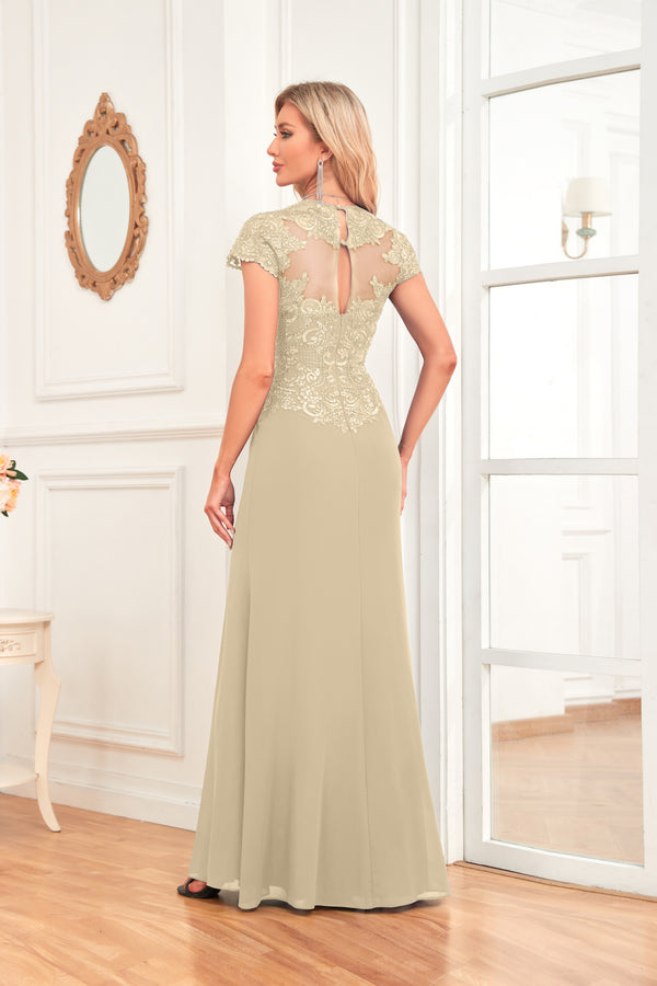 A-line V-Neck Floor-Length Chiffon Lace Mother of the Bride Dress With Sequins Beading