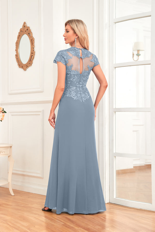 A-line V-Neck Floor-Length Chiffon Lace Mother of the Bride Dress With Sequins Beading
