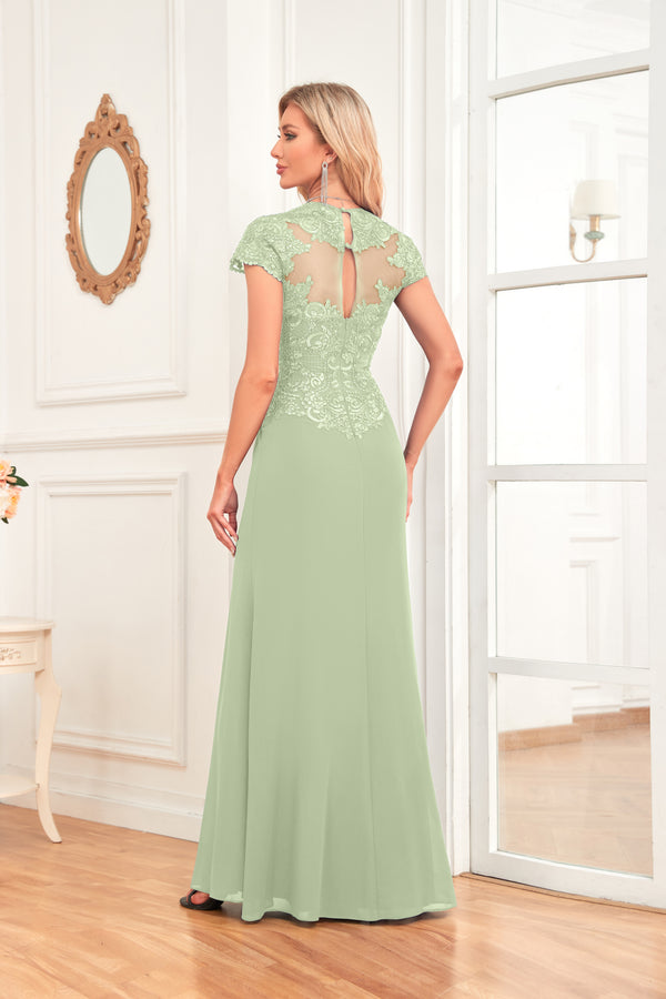 A-line V-Neck Floor-Length Chiffon Lace Mother of the Bride Dress With Sequins Beading