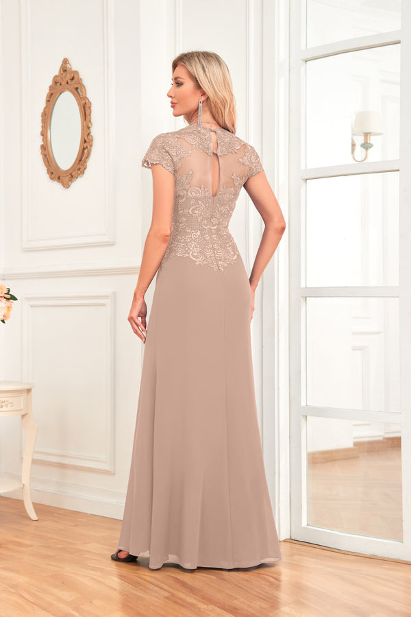 A-line V-Neck Floor-Length Chiffon Lace Mother of the Bride Dress With Sequins Beading