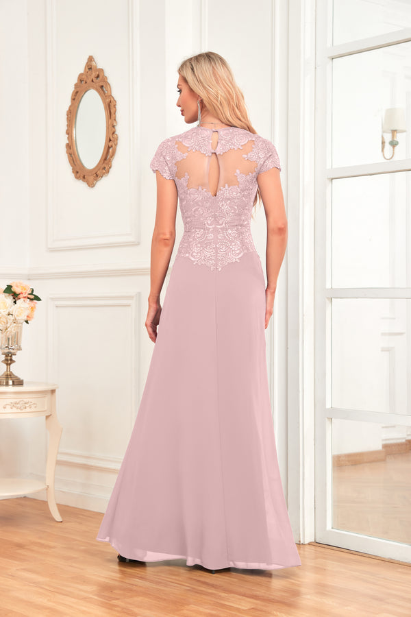 A-line V-Neck Floor-Length Chiffon Lace Mother of the Bride Dress With Sequins Beading