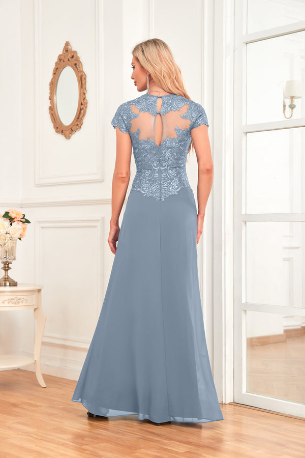 A-line V-Neck Floor-Length Chiffon Lace Mother of the Bride Dress With Sequins Beading