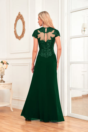 A-line V-Neck Floor-Length Chiffon Lace Mother of the Bride Dress With Sequins Beading