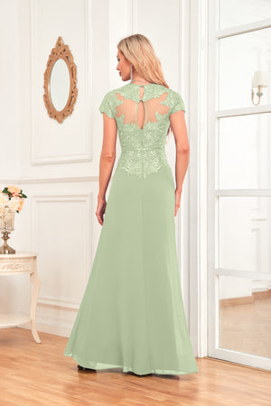 A-line V-Neck Floor-Length Chiffon Lace Mother of the Bride Dress With Sequins Beading