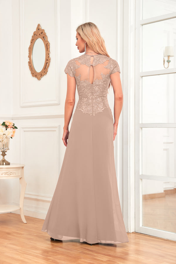 A-line V-Neck Floor-Length Chiffon Lace Mother of the Bride Dress With Sequins Beading