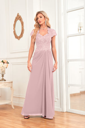 A-line V-Neck Floor-Length Chiffon Lace Mother of the Bride Dress With Sequins Beading