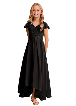 A-line V-Neck Asymmetrical Chiffon Junior Bridesmaid Dress