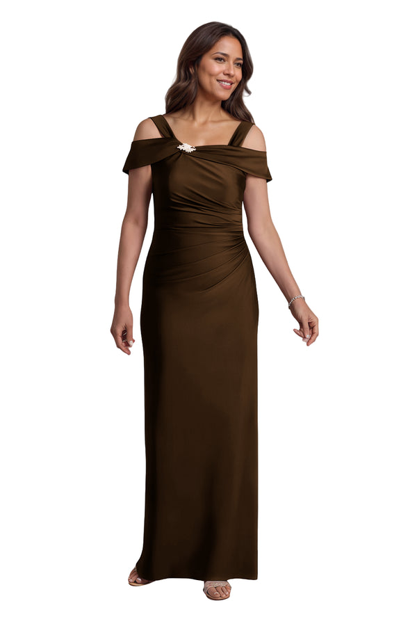 Trumpet/Mermaid Cold Shoulder Square Satin Mother of the Bride Dress