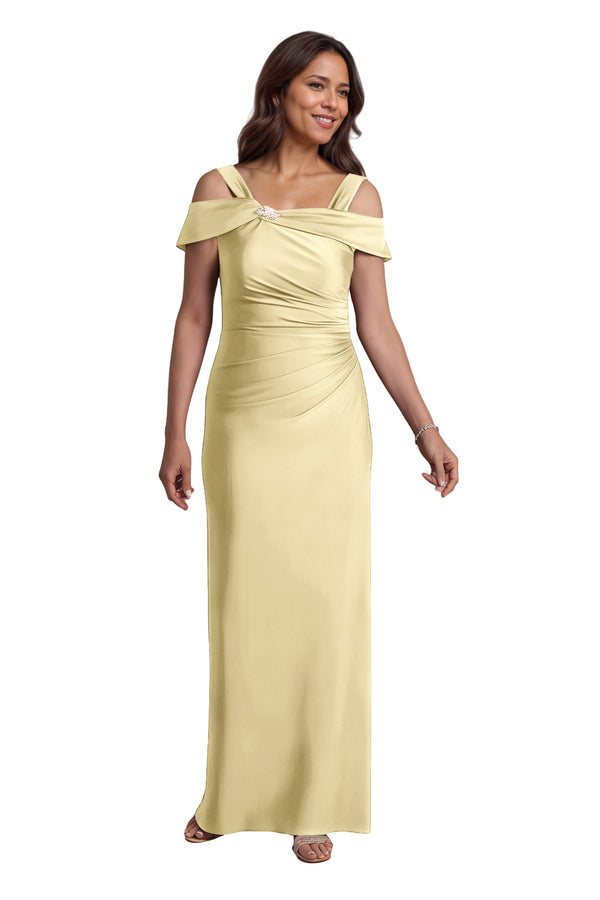 Trumpet/Mermaid Cold Shoulder Square Satin Mother of the Bride Dress