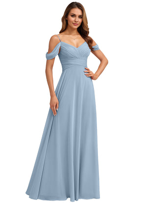 A-line Cold Shoulder Floor-Length Chiffon Bridesmaid Dress