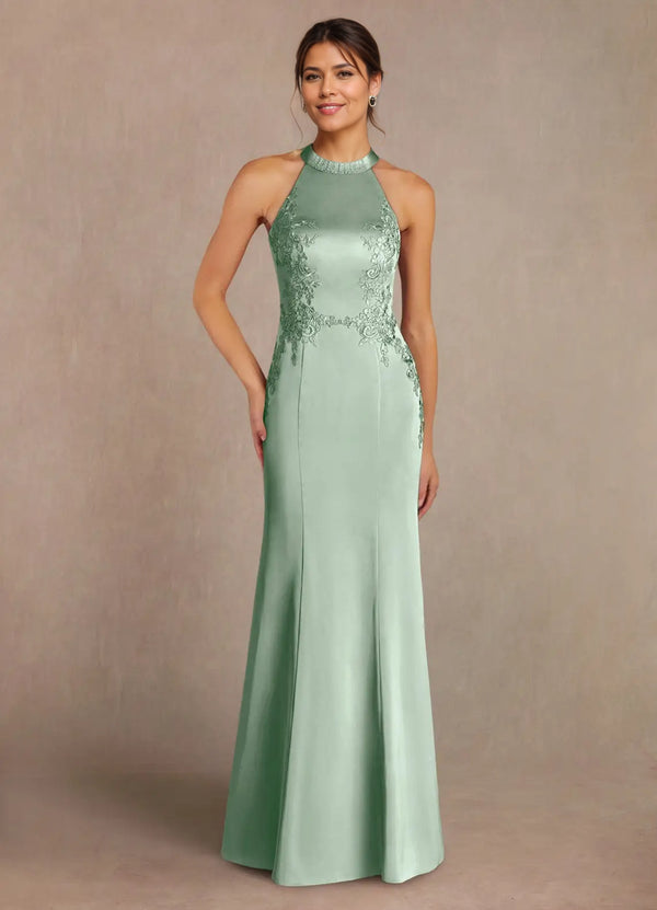 Mermaid Lace Stretch Satin Mother of bridesmaid Dress