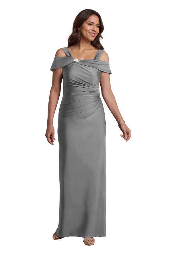 Trumpet/Mermaid Cold Shoulder Square Satin Mother of the Bride Dress
