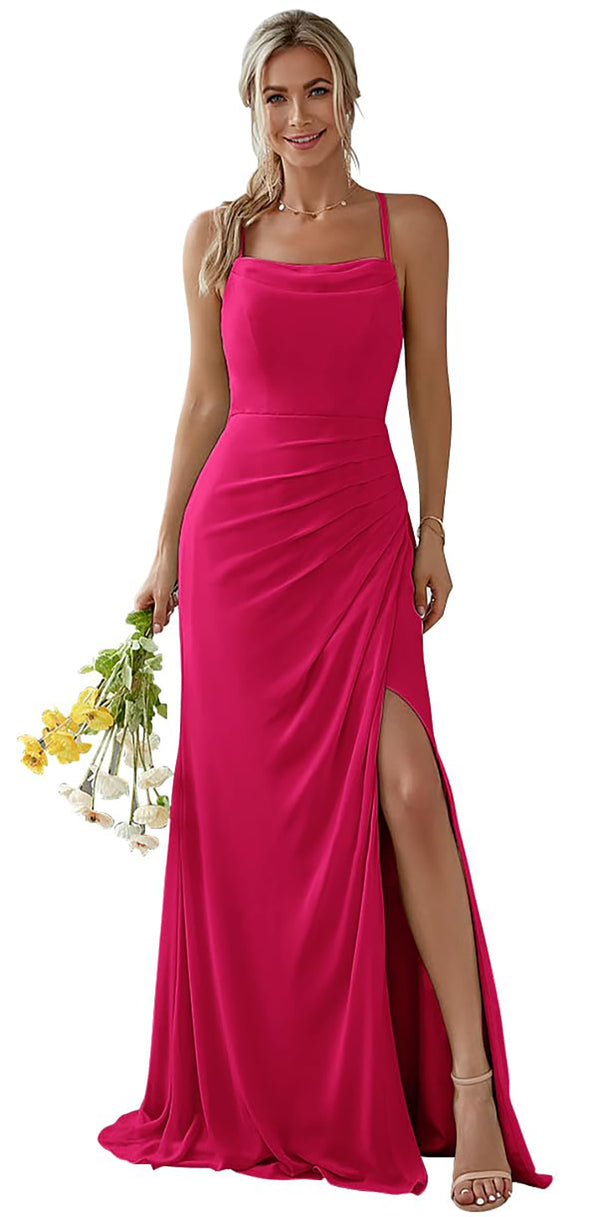 A-line Cowl Floor-Length Chiffon Bridesmaid Dress With RuffleA-line Cowl Floor-Length Chiffon Bridesmaid Dress With Ruffle