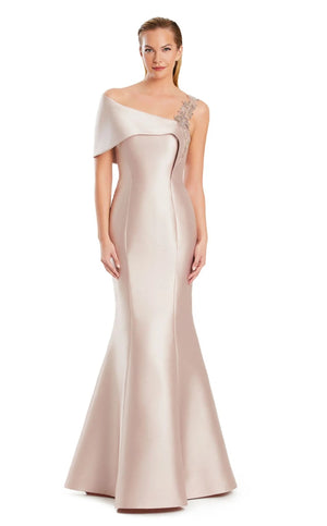 A-line Asymmetrical Off the Shoulder Floor-Length Satin Mother Of The Bridesmaid Dress Prom Dresses