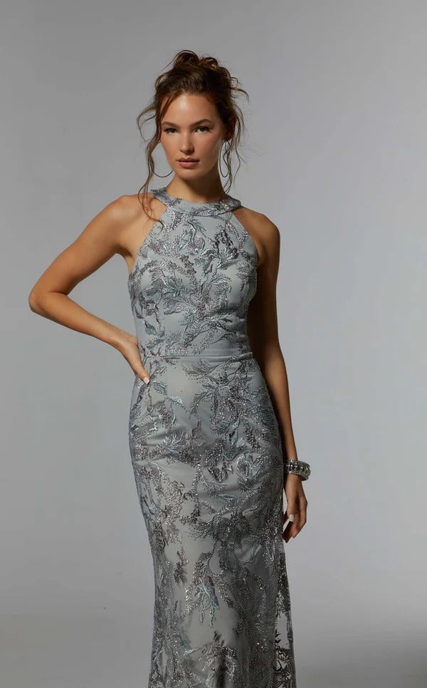 Trumpet/Mermaid Halter Floor-Length Tulle Lace Mother of the Bride Dress With Sequins Beading